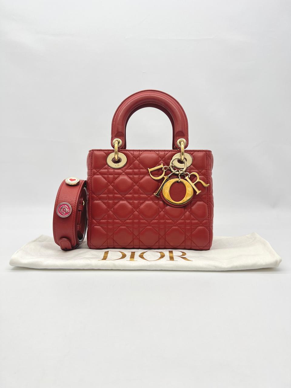 Dior Lady D Small Lambskin Red Gold Hardware