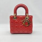 Dior Lady D Small Lambskin Red Gold Hardware