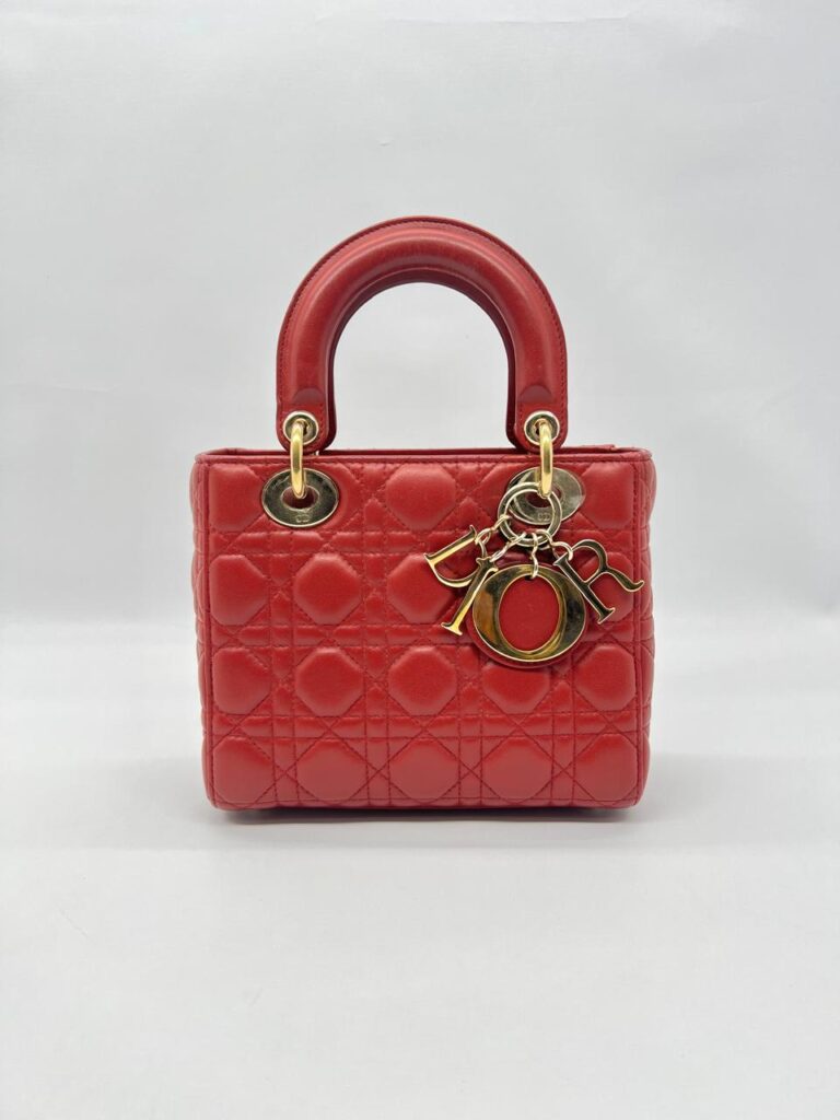 Dior Lady D Small Lambskin Red Gold Hardware
