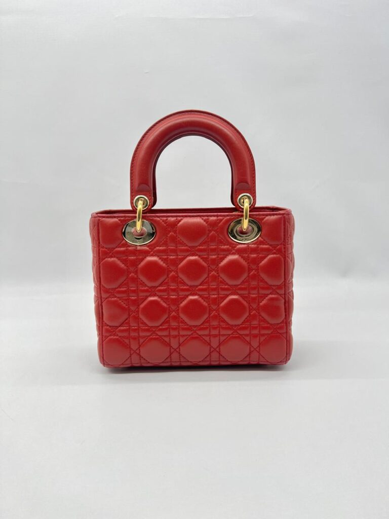 Dior Lady D Small Lambskin Red Gold Hardware