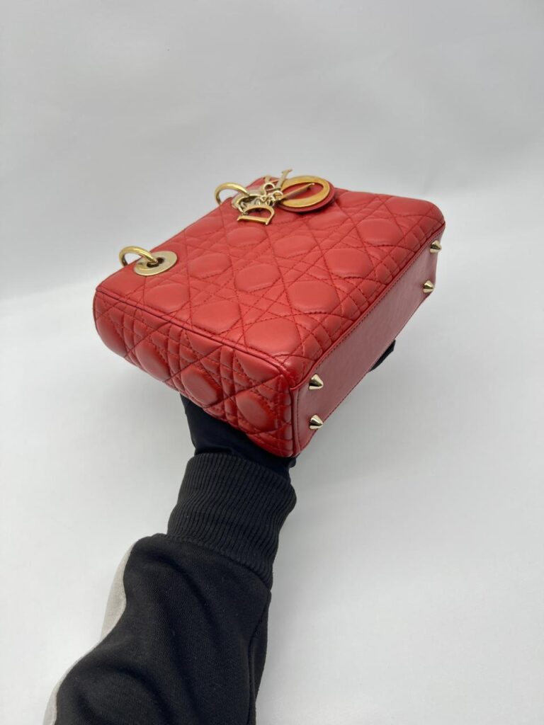 Dior Lady D Small Lambskin Red Gold Hardware