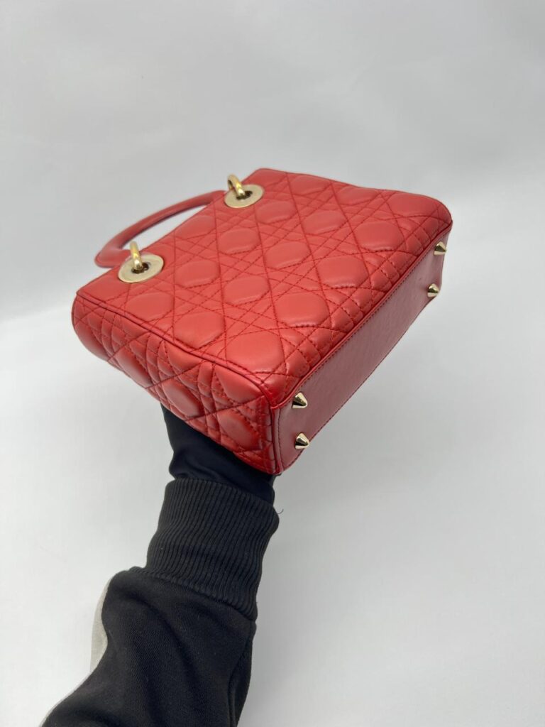 Dior Lady D Small Lambskin Red Gold Hardware