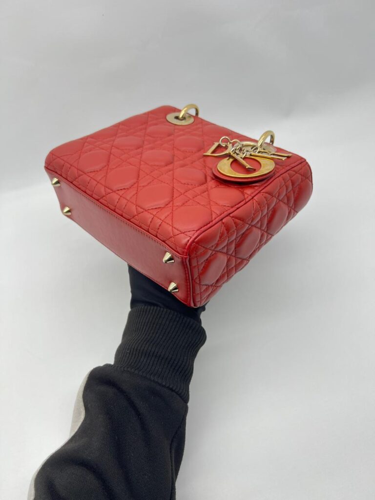 Dior Lady D Small Lambskin Red Gold Hardware