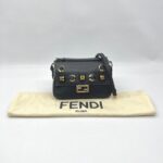 Fendi Double Baguette Studded Micro Black Gold Hardware