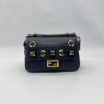 Fendi Double Baguette Studded Micro Black Gold Hardware