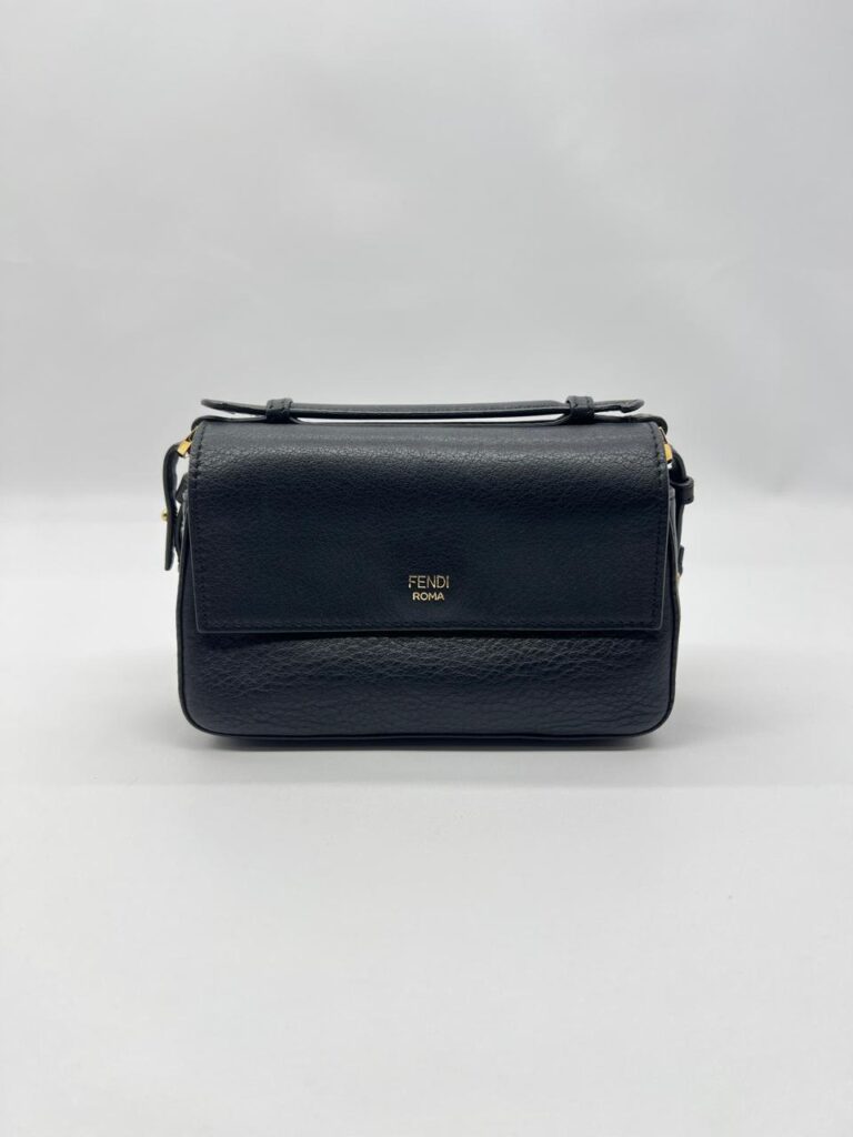 Fendi Double Baguette Studded Micro Black Gold Hardware