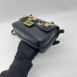Fendi Double Baguette Studded Micro Black Gold Hardware