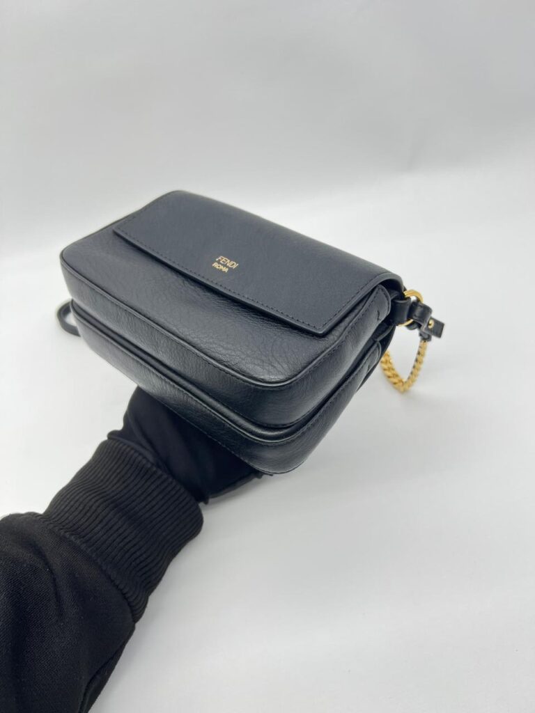 Fendi Double Baguette Studded Micro Black Gold Hardware