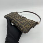 Fendi Pochette Flap Tobacco Zucca Canvas Brown Silver Hardware