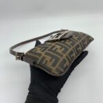 Fendi Pochette Flap Tobacco Zucca Canvas Brown Silver Hardware