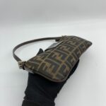 Fendi Pochette Flap Tobacco Zucca Canvas Brown Silver Hardware