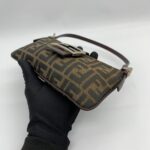 Fendi Pochette Flap Tobacco Zucca Canvas Brown Silver Hardware