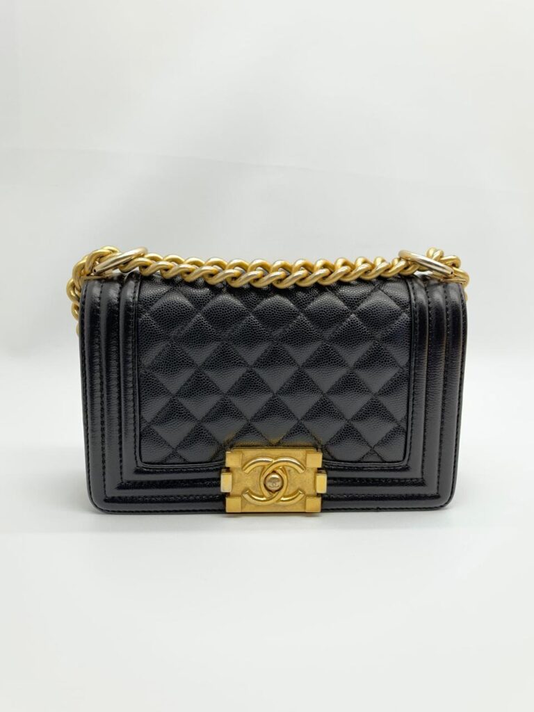 Chanel Boy 20 Caviar Black Gold Hardware