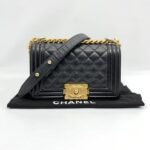 Chanel Boy 20 Caviar Black Gold Hardware