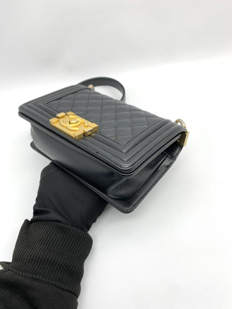 Chanel Boy 20 Caviar Black Gold Hardware