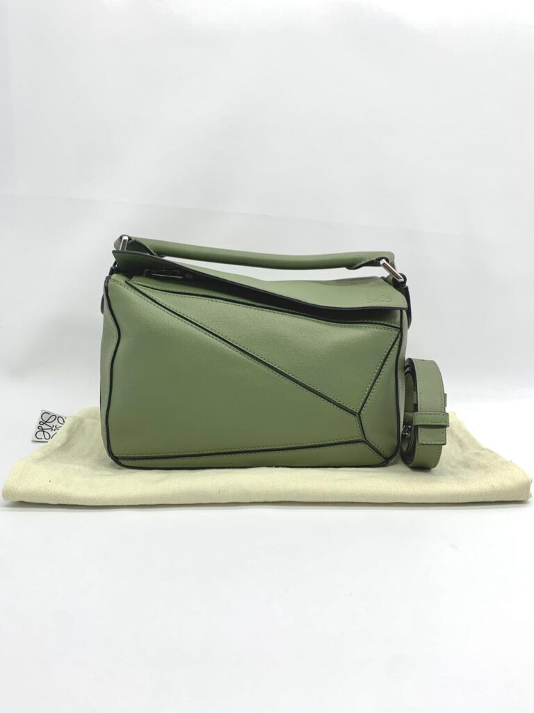 Loewe Puzzle Small Calfskin Avocado Silver Hardware