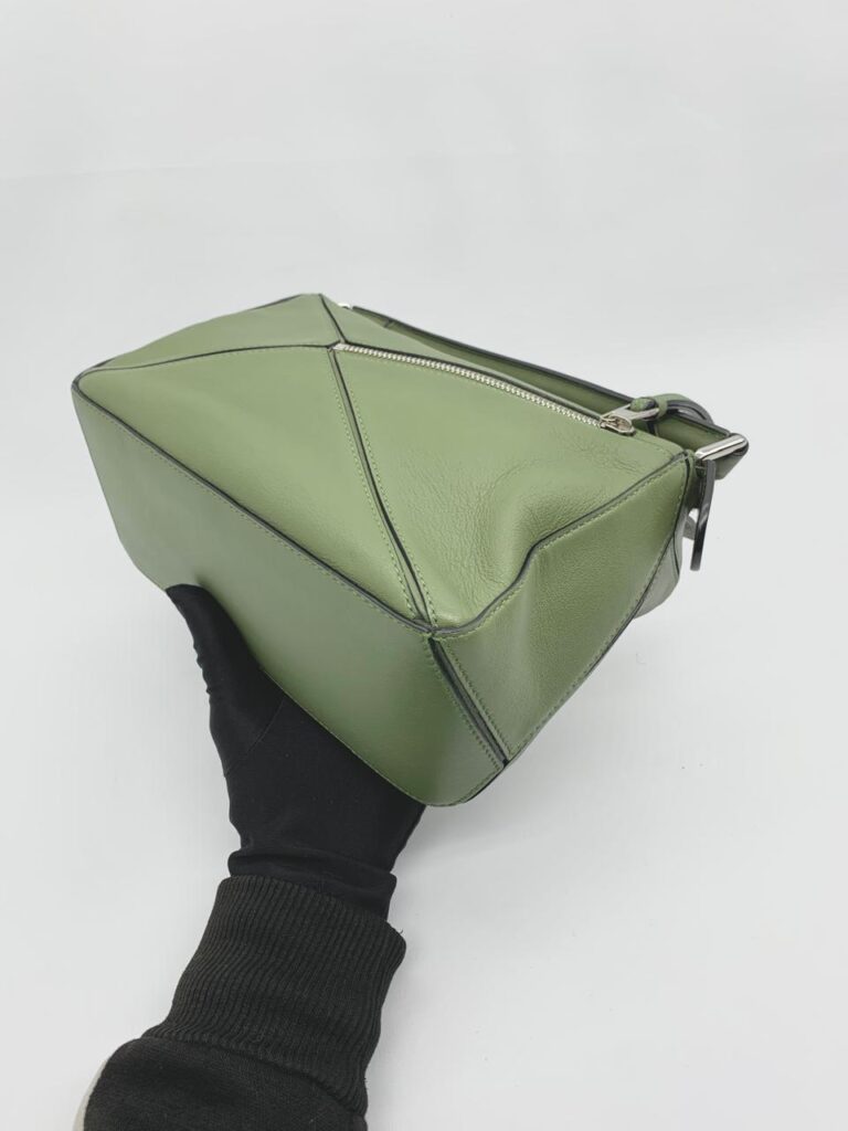 Loewe Puzzle Small Calfskin Avocado Silver Hardware