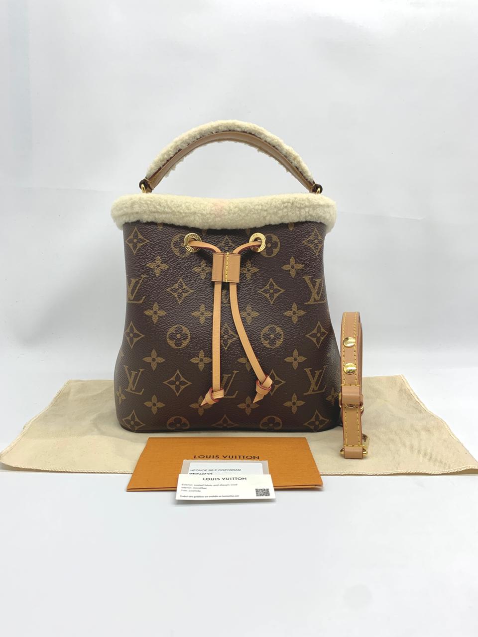 Louis Vuitton Neo Noe BB Monogram Shearling Cozygram With Chip