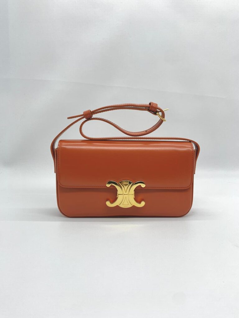 Celine Triomphe East West Shiny Calfskin Cornelin Gold Hardware