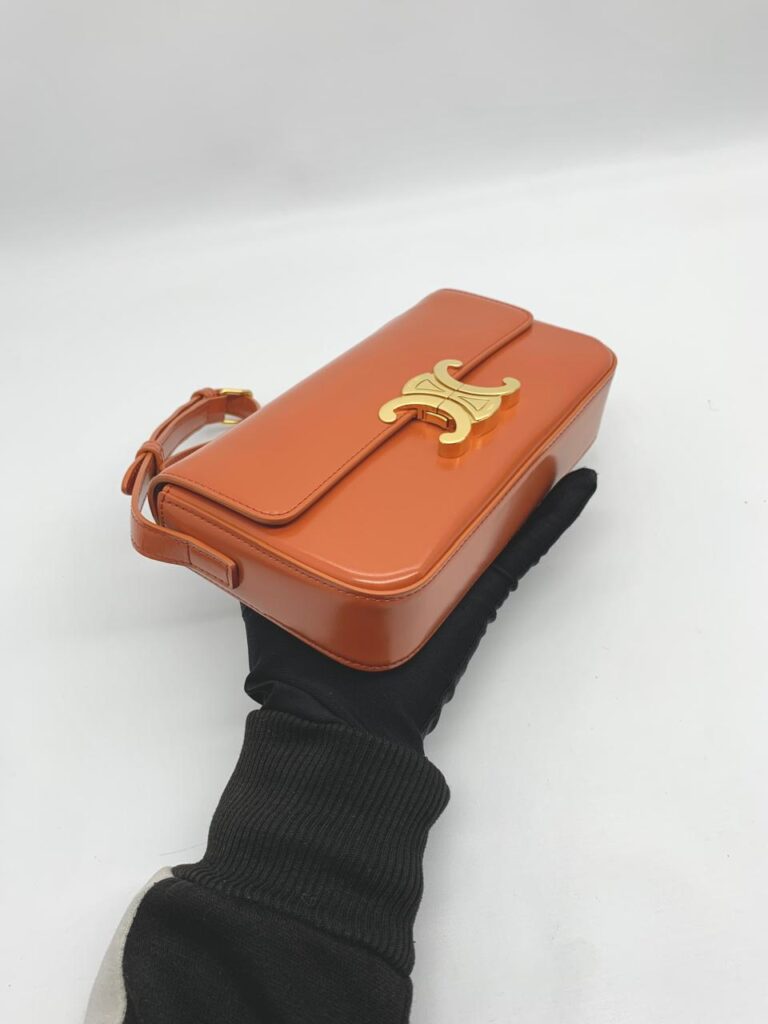 Celine Triomphe East West Shiny Calfskin Cornelin Gold Hardware
