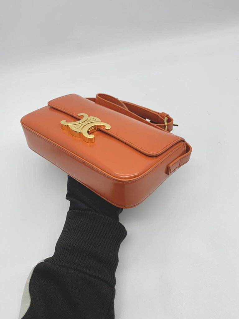Celine Triomphe East West Shiny Calfskin Cornelin Gold Hardware