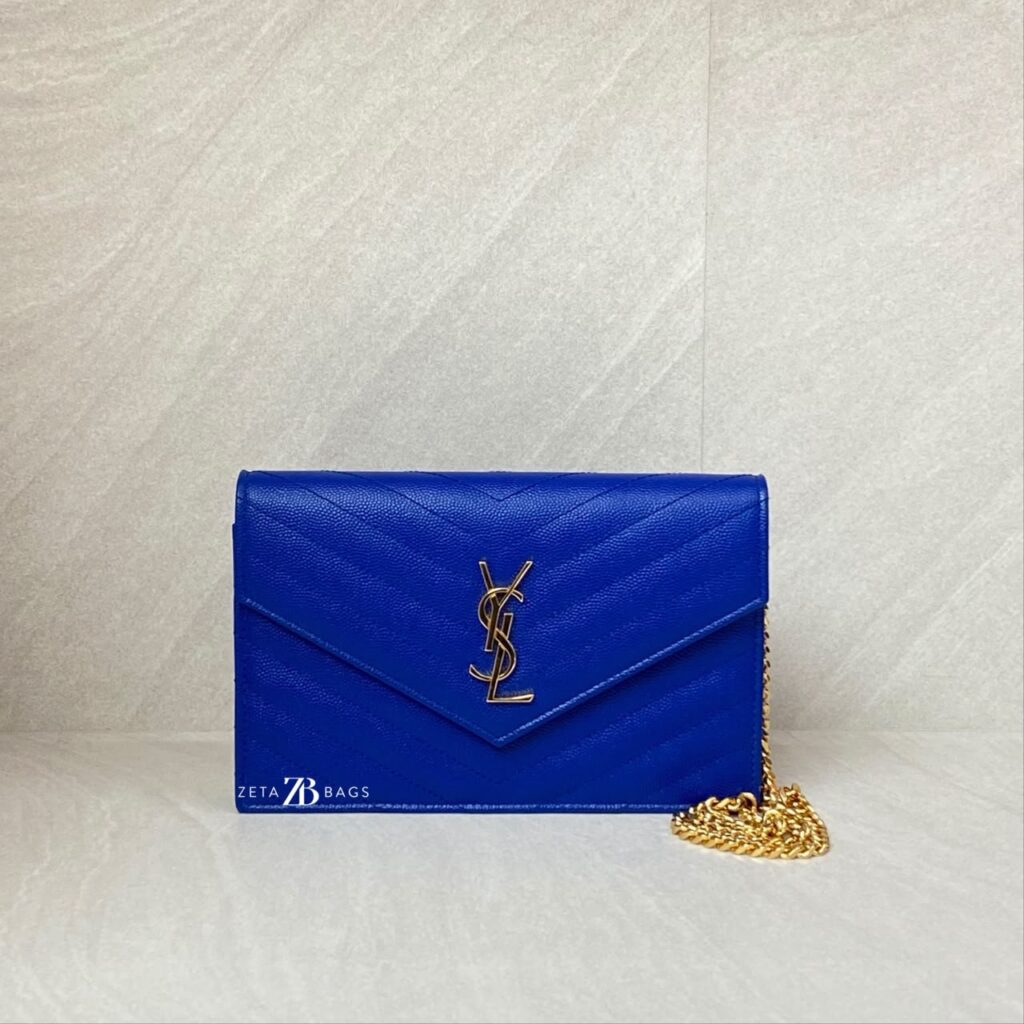 Saint Laurent WOC 19 Grained Blue GHW