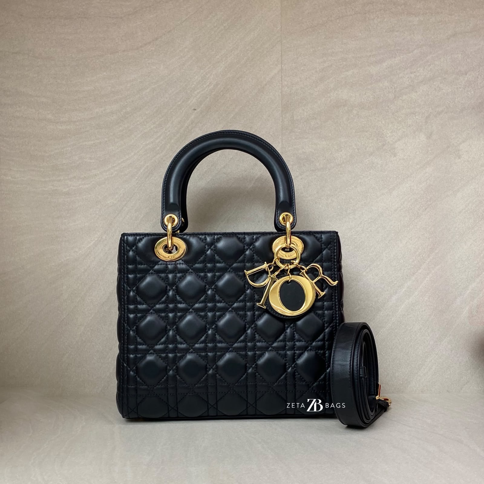 Dior Lady Dior Medium Black GHW