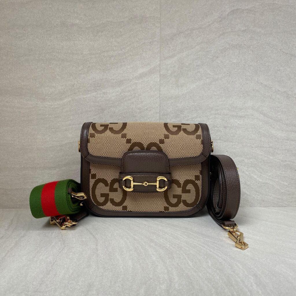 Gucci Horsebit Mini Web Camel Ebony New Acero Gold Hardware
