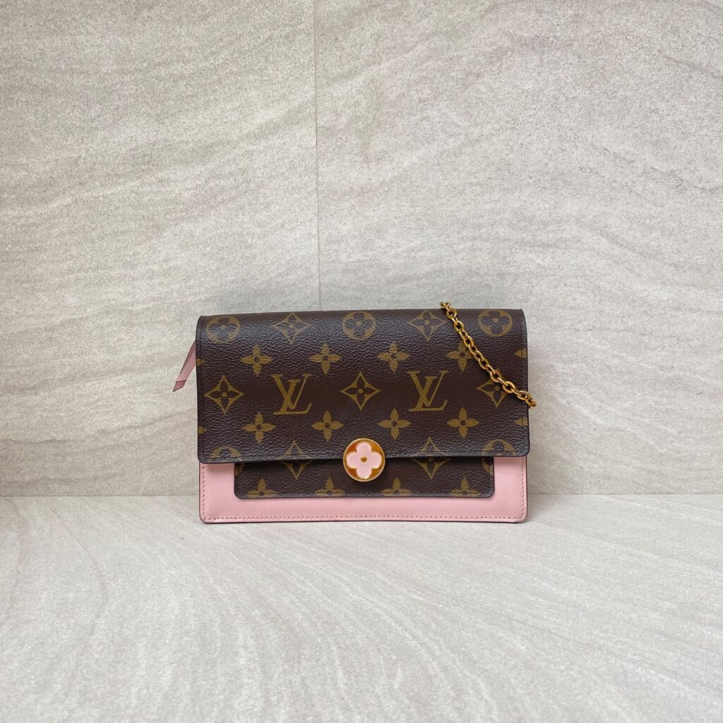 Louis Vuitton Flore Chain Wallet Monogram Rose Ballerine
