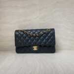 Chanel Classic Medium D Flap Lambskin Black Gold Hardware