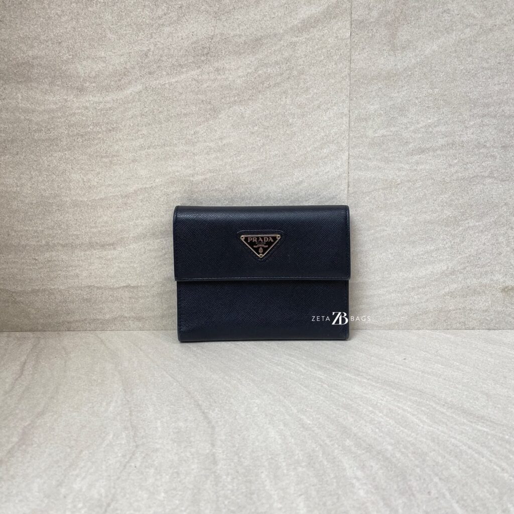 Prada Trifold Wallet Saffiano Black SHW