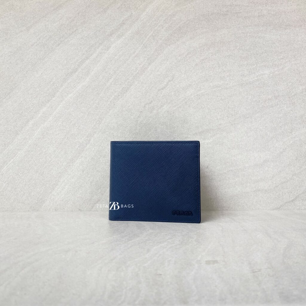 Prada Bifold Wallet Saffiano Navy Bal Tico