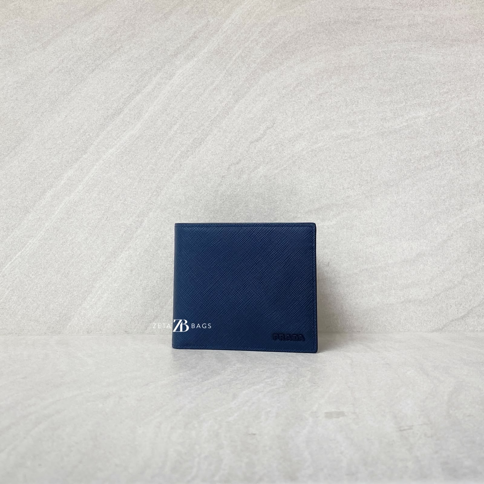 Prada Bifold Wallet Saffiano Navy Bal Tico