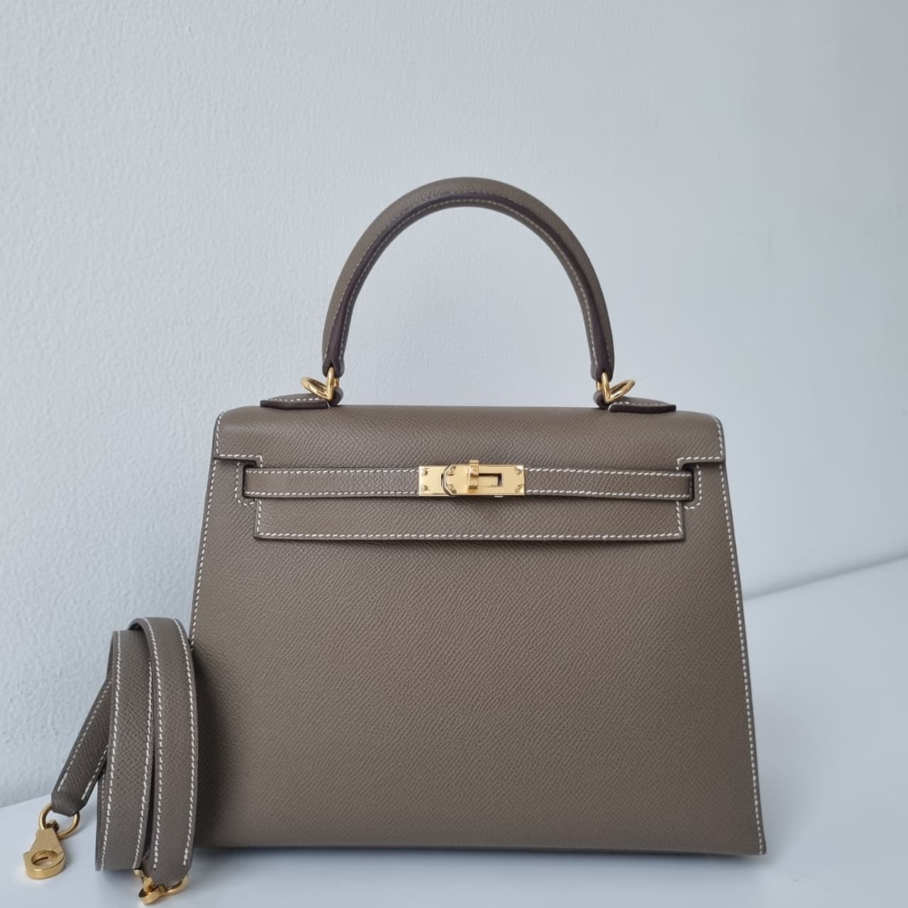 Hermes Kelly 25 Etoupe Epsom Sellier GHW