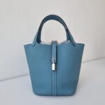 Hermes Picotin 18 Blue Jeans Clemence Palladium Hardware