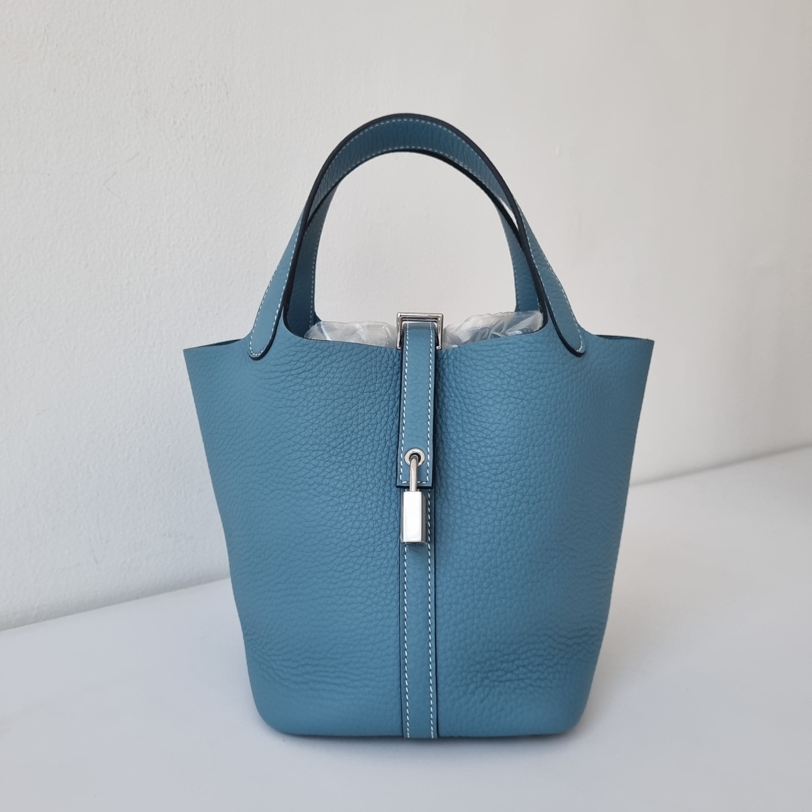 Hermes Picotin 18 Blue Jeans Clemence Palladium Hardware