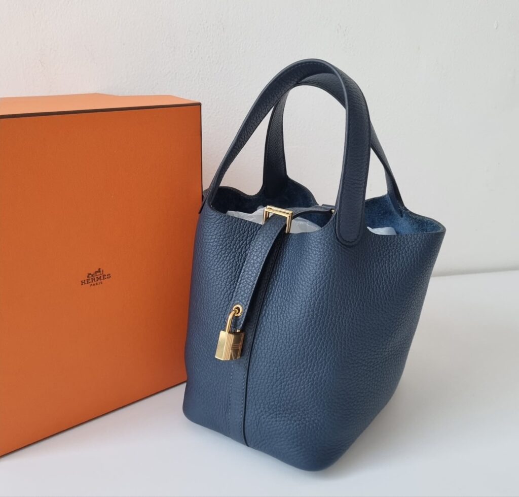 Hermes Picotin 18 Blue De Prusse Clemence GHW