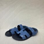 Hermes Genius Homme Sandal Suede Bleu Turquin