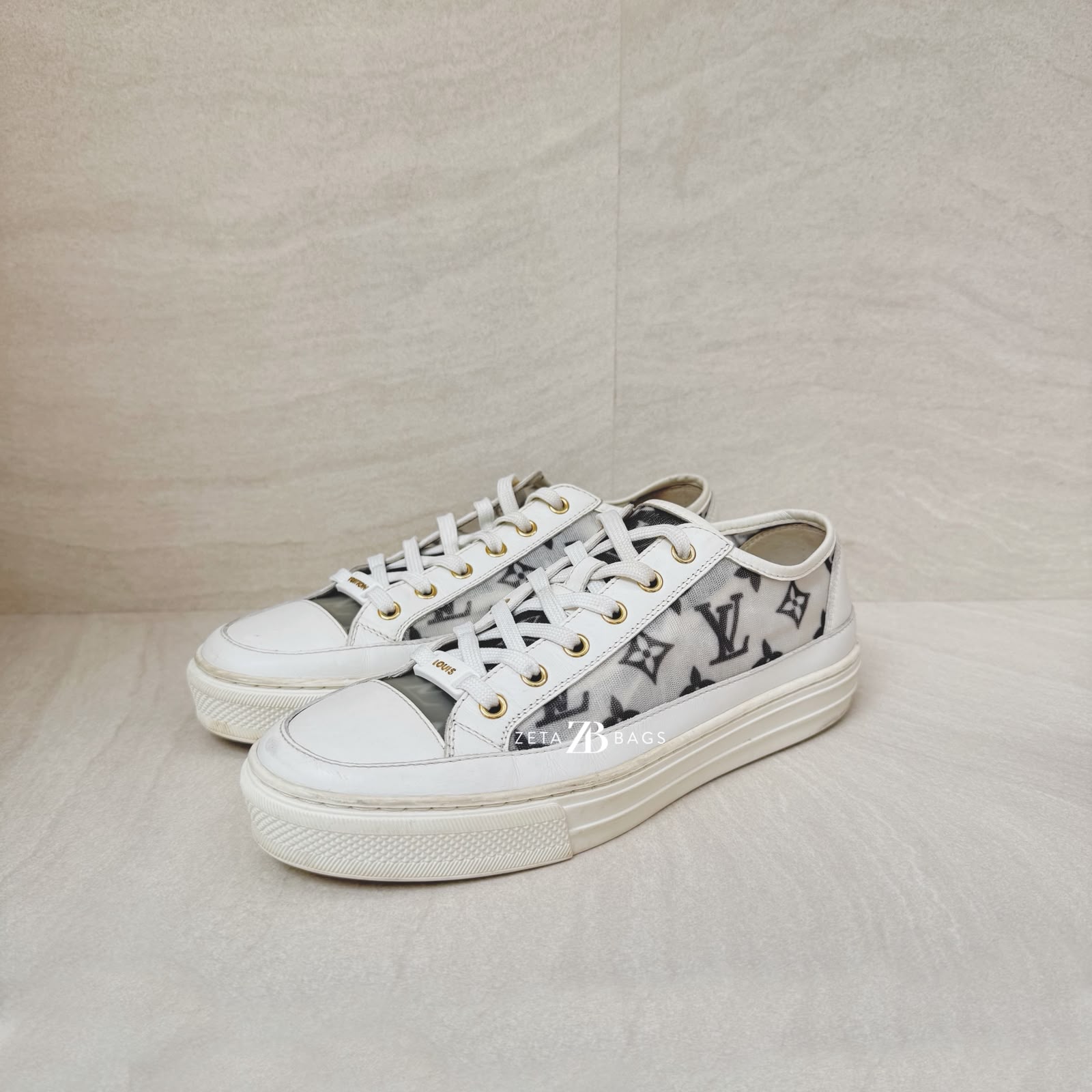Louis Vuitton Stellar Low Top Sneakers Monogram Mesh White Black