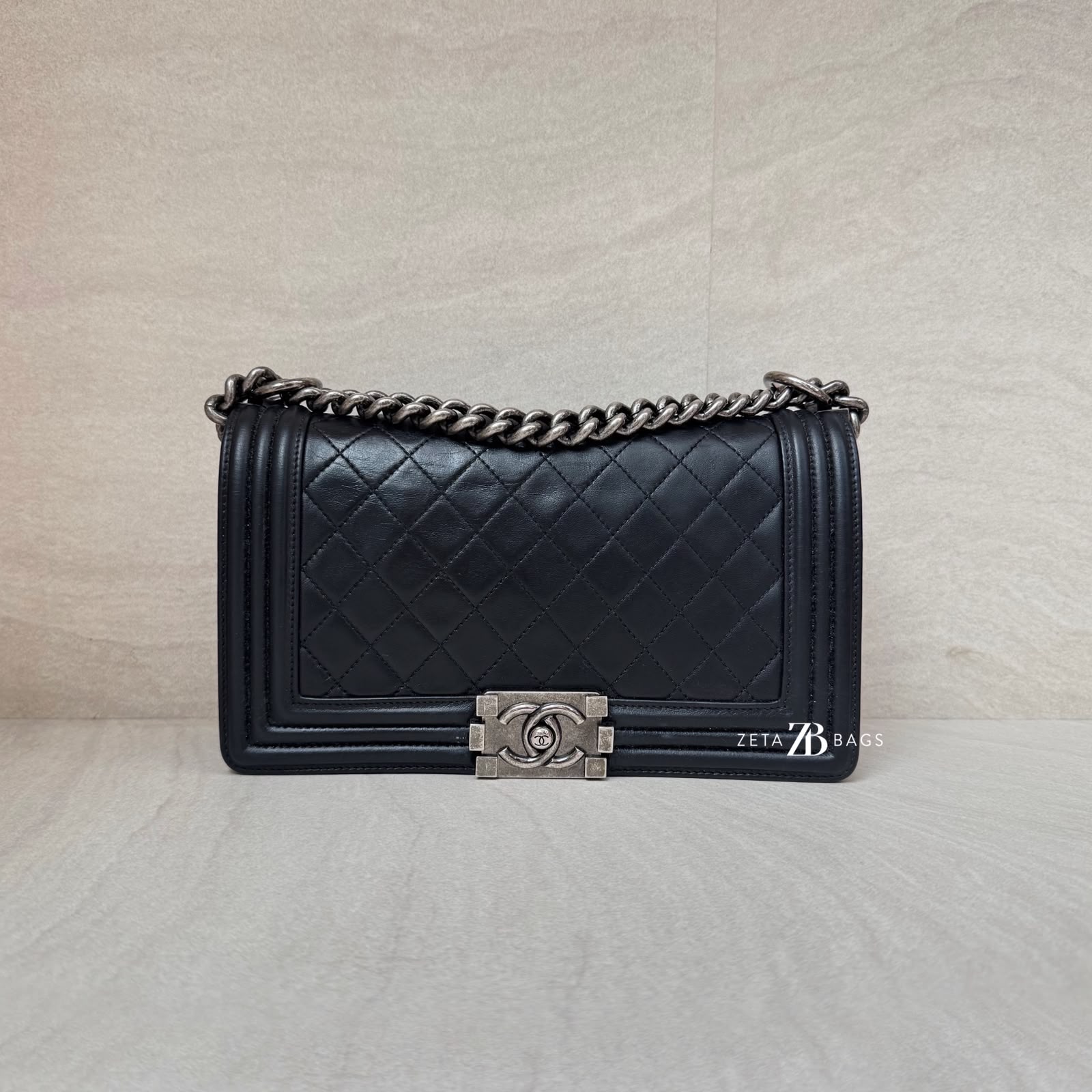 Chanel Boy 25 Lambskin Black RHW