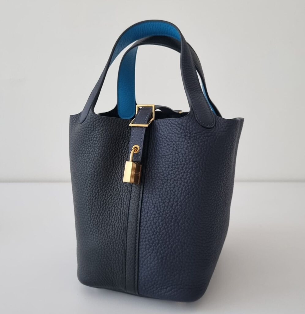 Hermes Picotin 18 Black/Nuit/Blue Frida Clemence GHW
