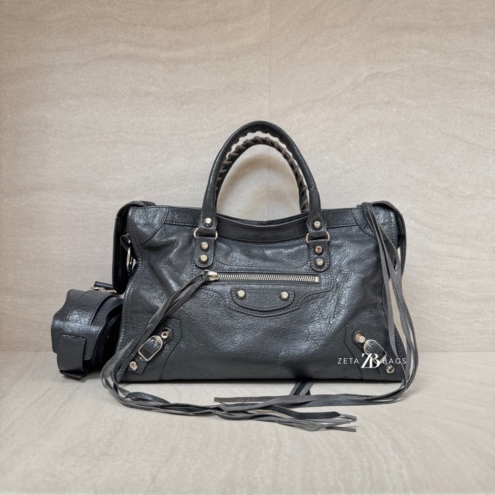Balenciaga Small Classic City Agneau Dark Grey SHW