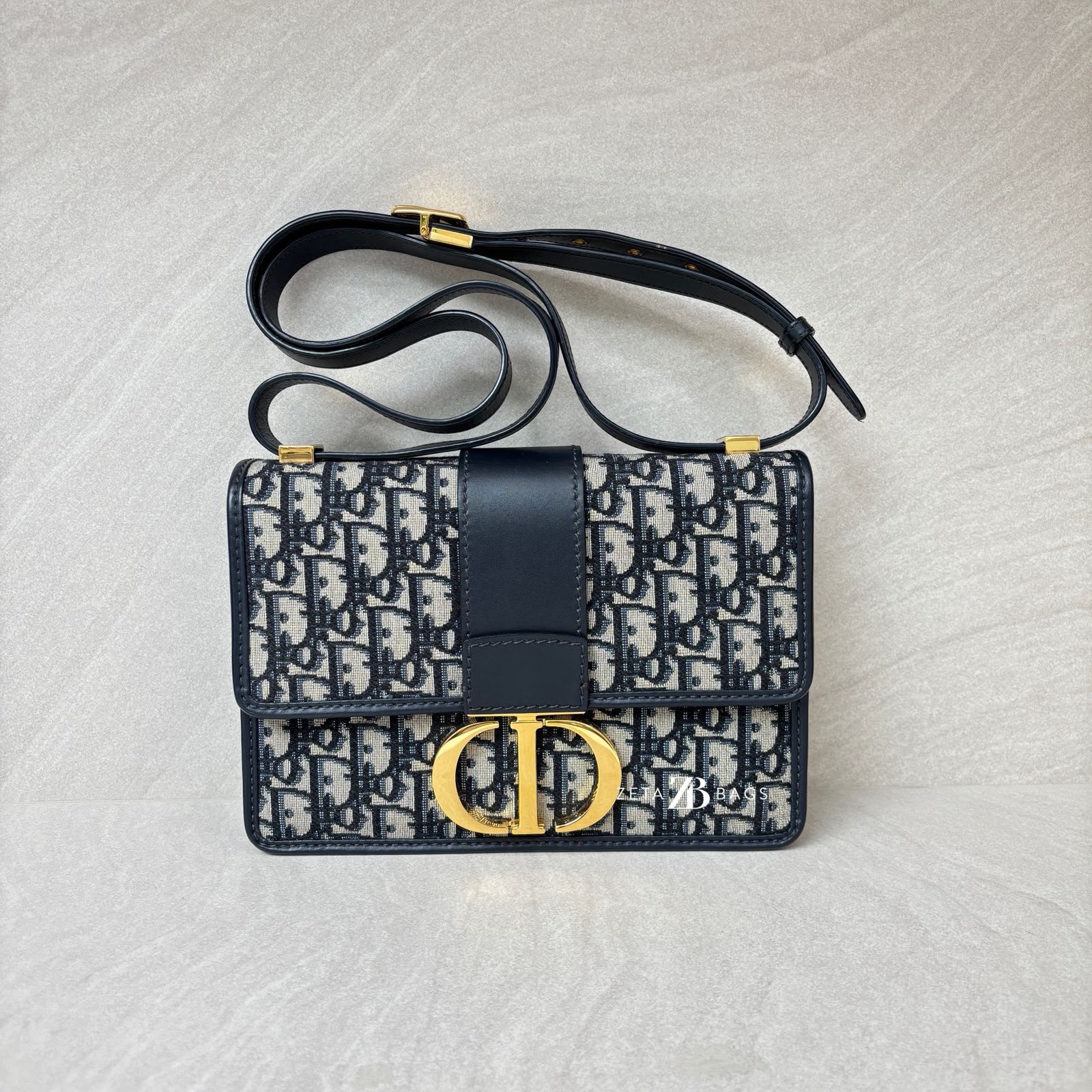 Dior 30 Montaigne Canvas Blue Oblique GHW