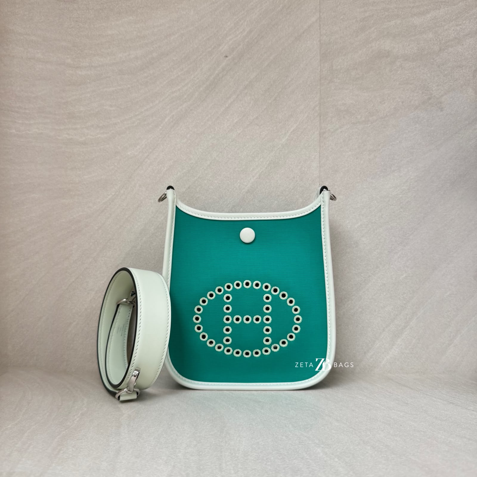 Hermes Neo Evelyne 16 Officier Canvas Swift Menthe/Vert Fizz SHW