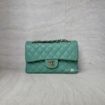 Chanel Small Classic D Flap Caviar Light Green SHW