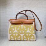 Hermes Herbag 31 Circuit 24 Canvas Ecru Jaune GHW