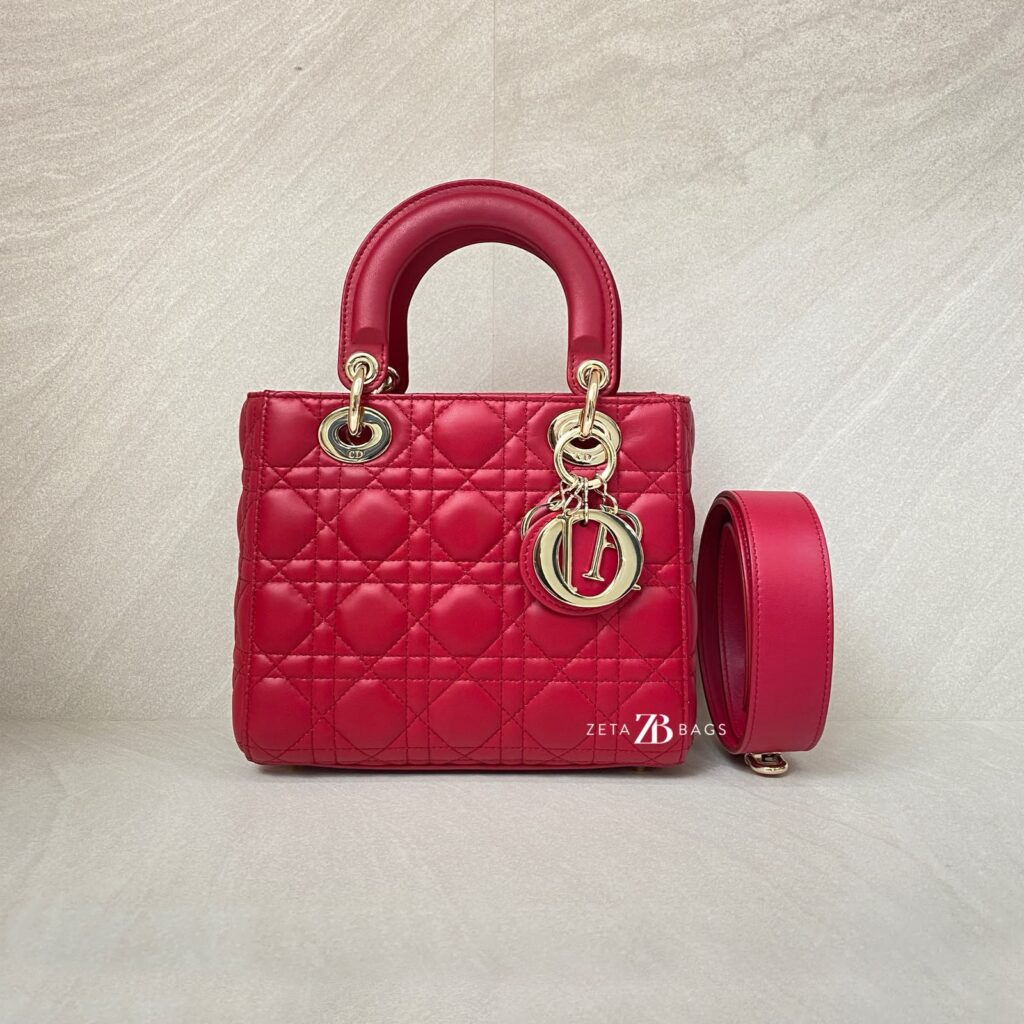 Dior Lady Dior Small Lambskin Red Chery GHW