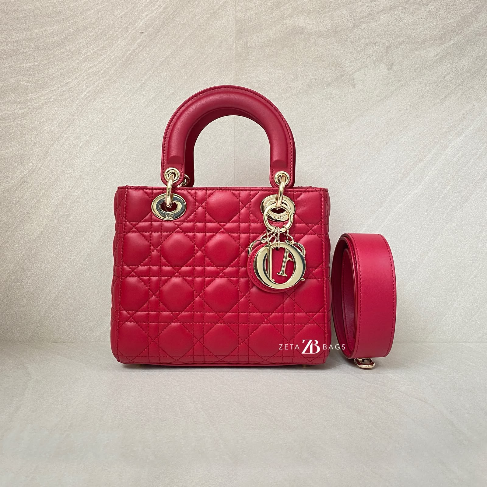 Dior Lady Dior Small Lambskin Red Chery GHW