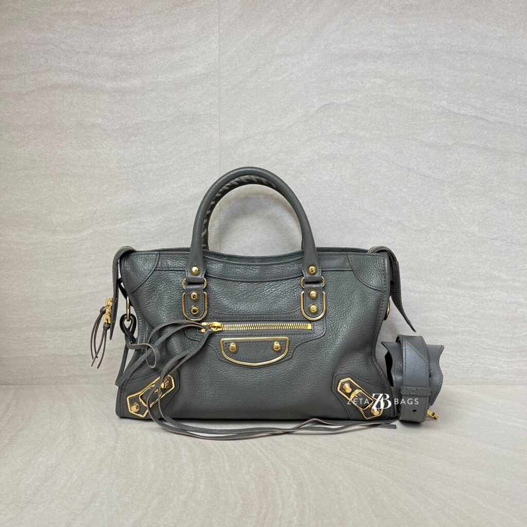 Balenciaga Small City Edge Chevre Grey GHW