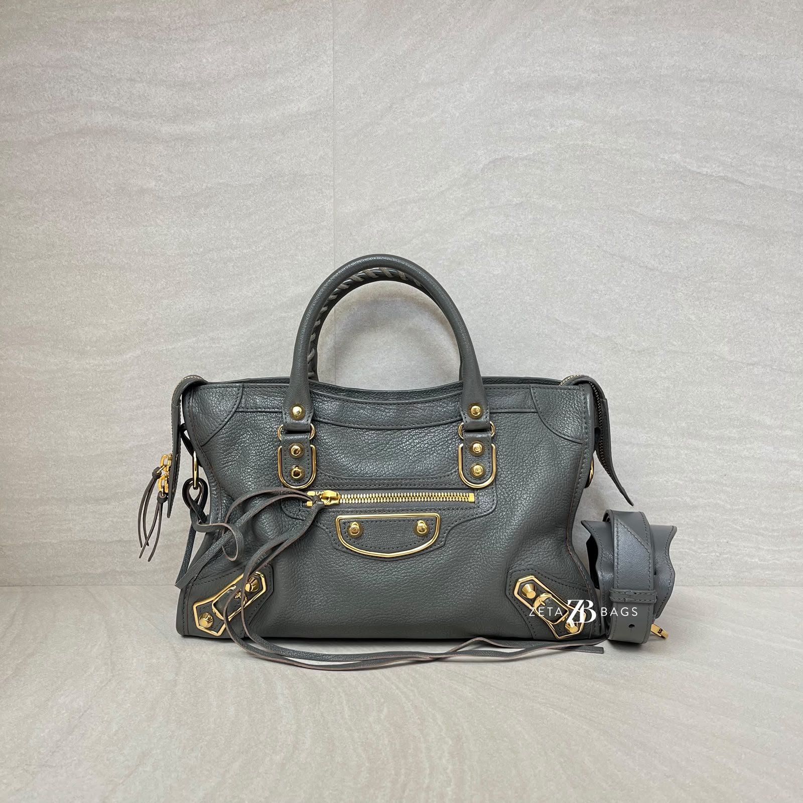 Balenciaga Small City Edge Chevre Grey GHW